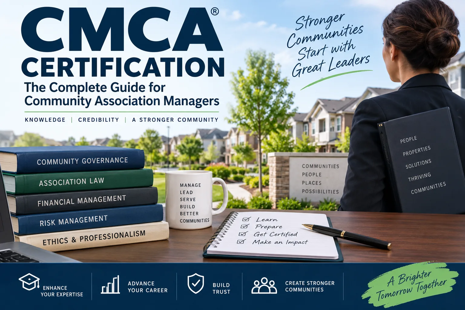 CMCA certification guide for community association managers covering governance, association law, financial management, risk management, and professional ethics.