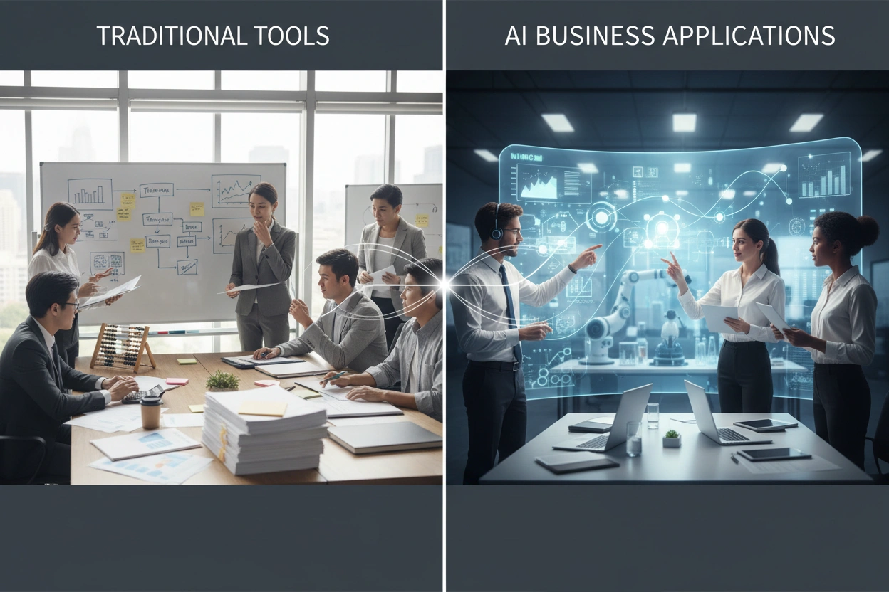 Professional image illustrating AI vs. Traditional Tools