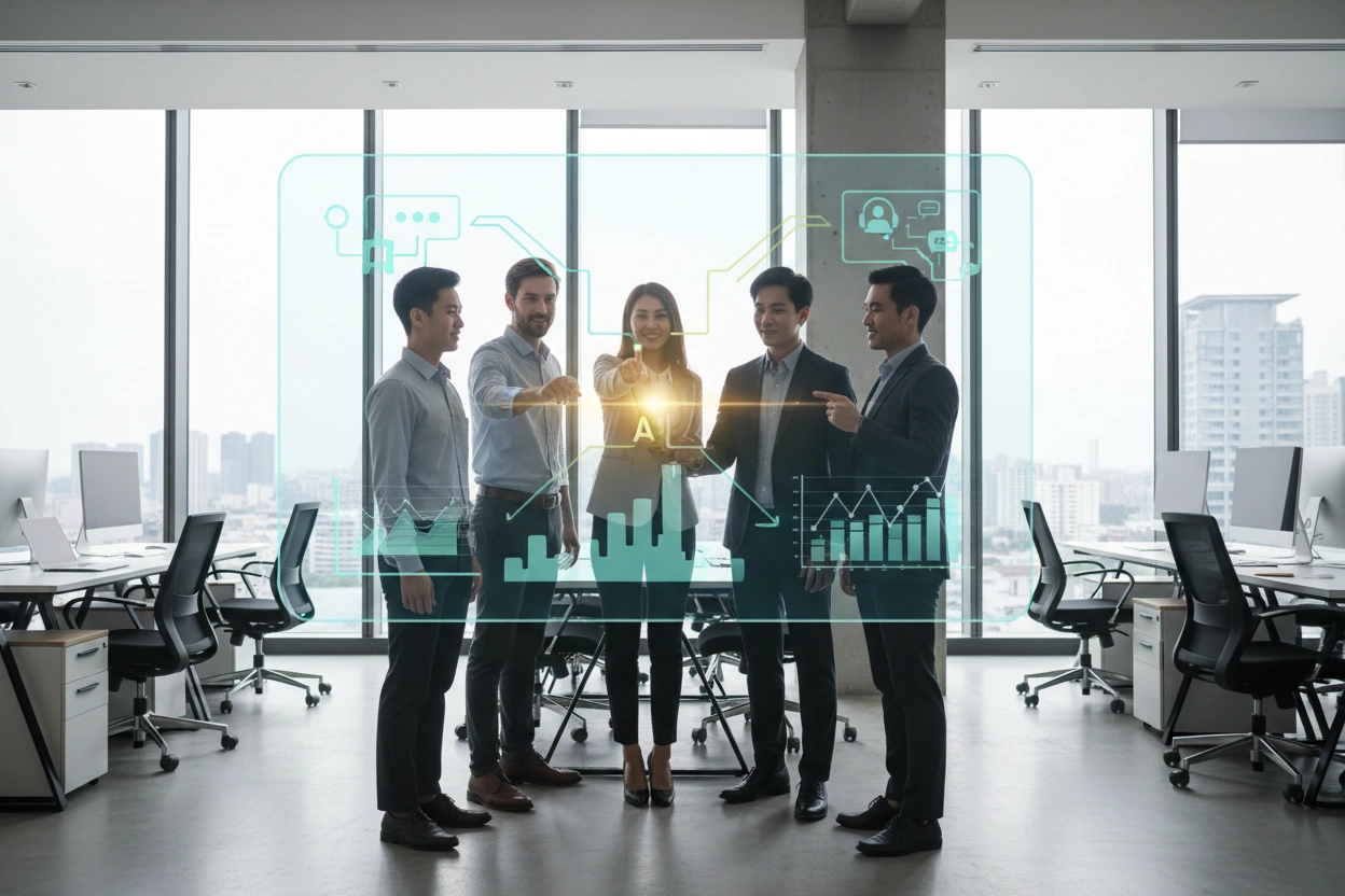 Professional image illustrating Step-by-Step Guide to Implementing AI Business Applications