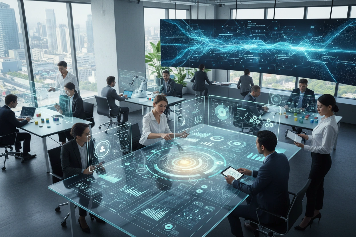Professional image illustrating Current Machine Learning Trends Shaping AI Business Applications