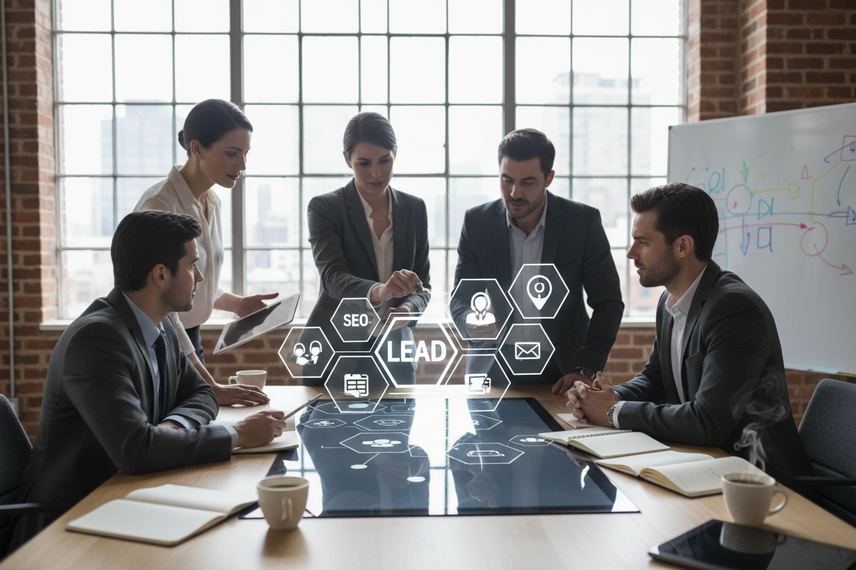 Professional image illustrating Lead Generation Tactics Through Content Marketing