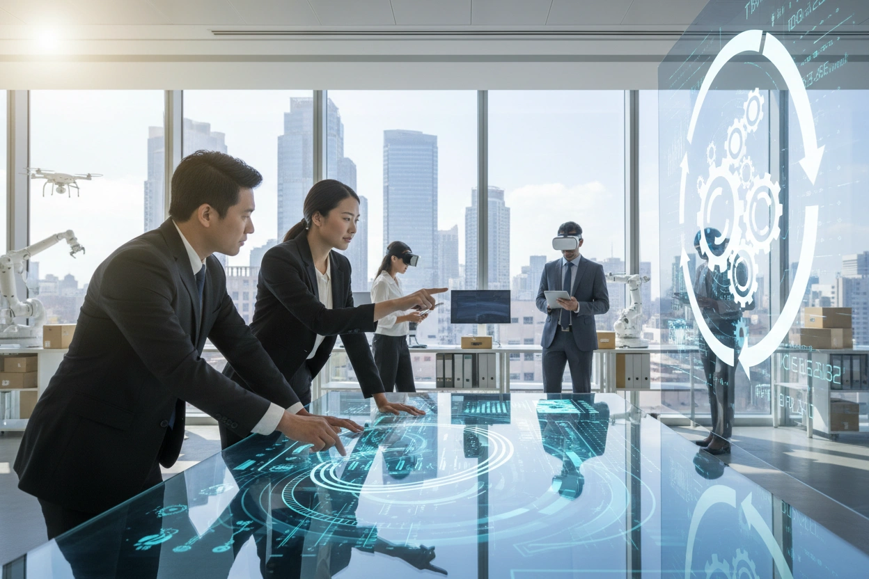 Professional image illustrating Top AI Business Applications for Workflow Automation