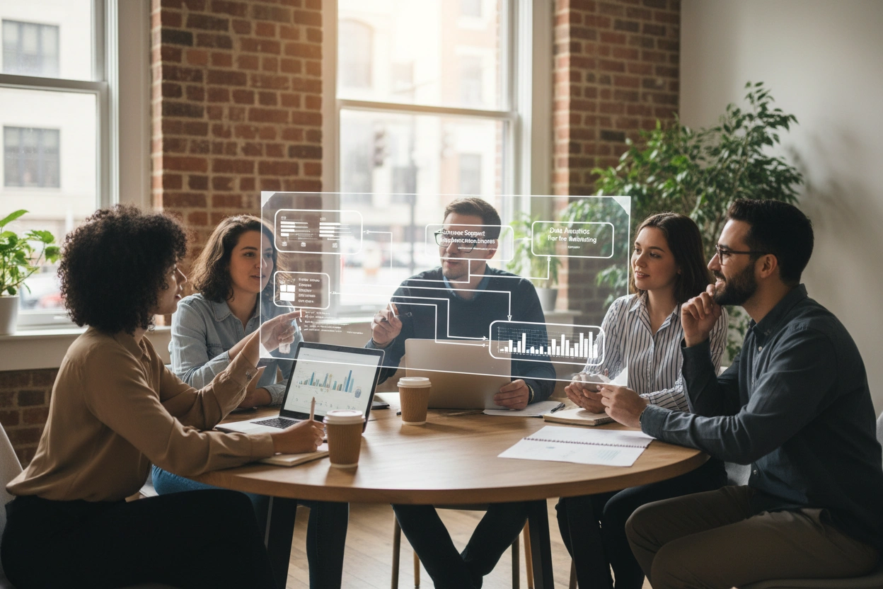 Professional image illustrating AI Implementation Strategies for Small Teams
