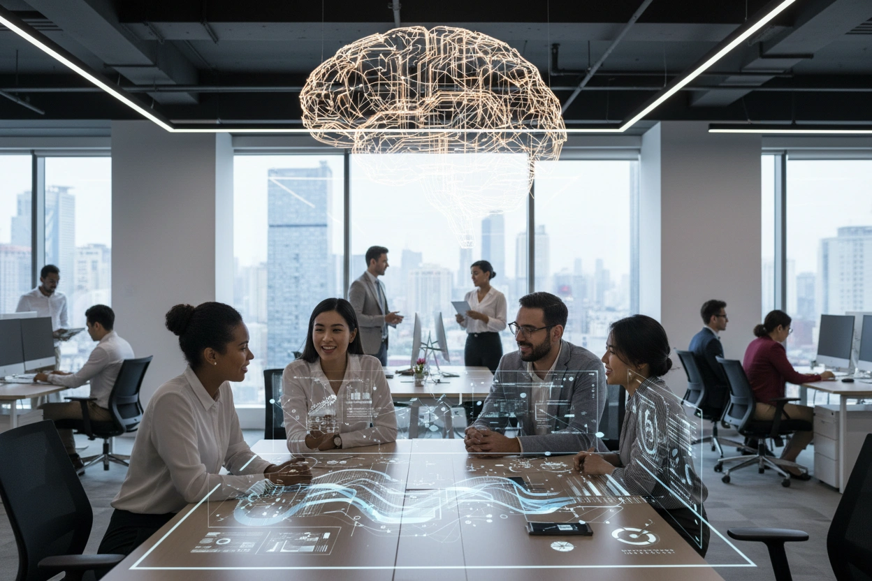Professional image illustrating Common Misconceptions About AI in Business