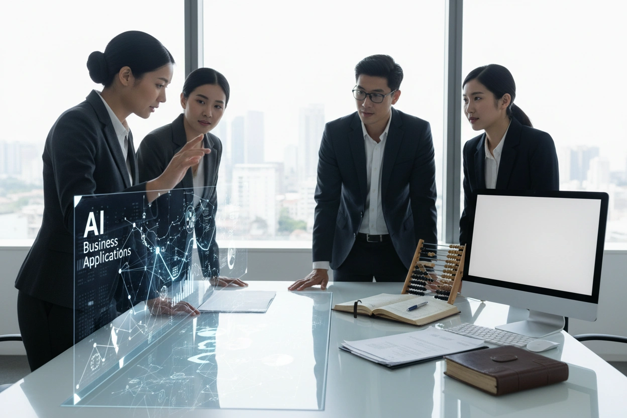 Professional image illustrating Comparing AI Business Applications with Traditional Tools