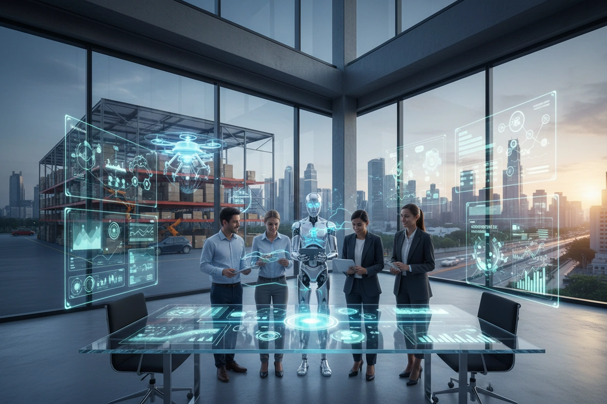 Professional image illustrating Future Trends in AI Business Applications