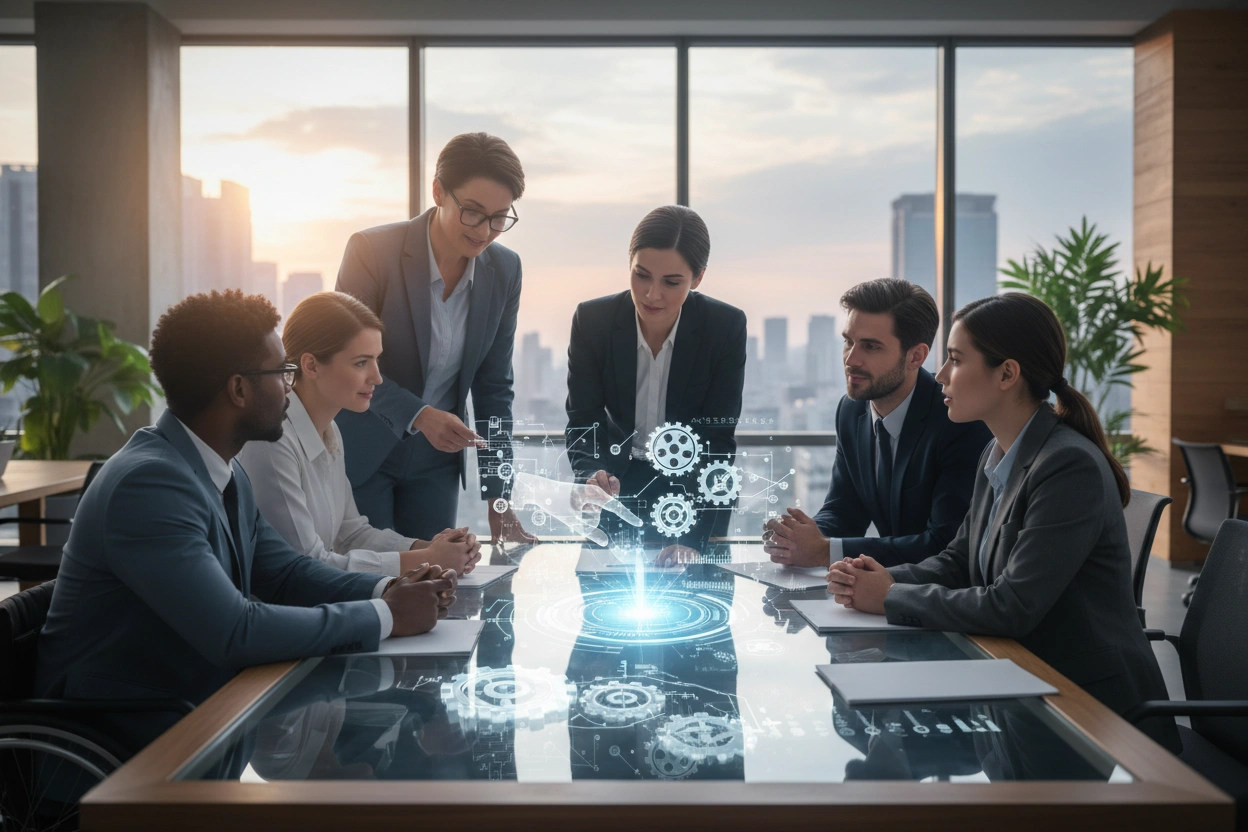Professional image illustrating Common Misconceptions About AI in Business