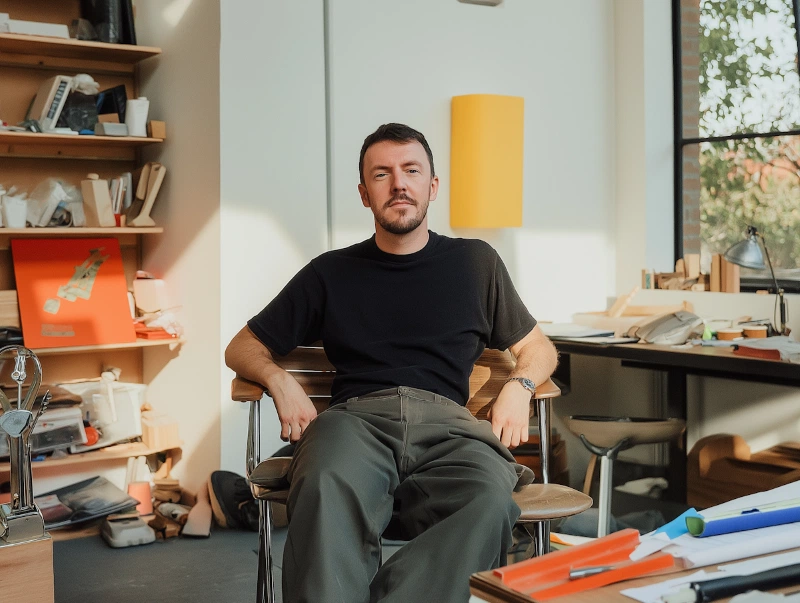 A calm man in creative workspace