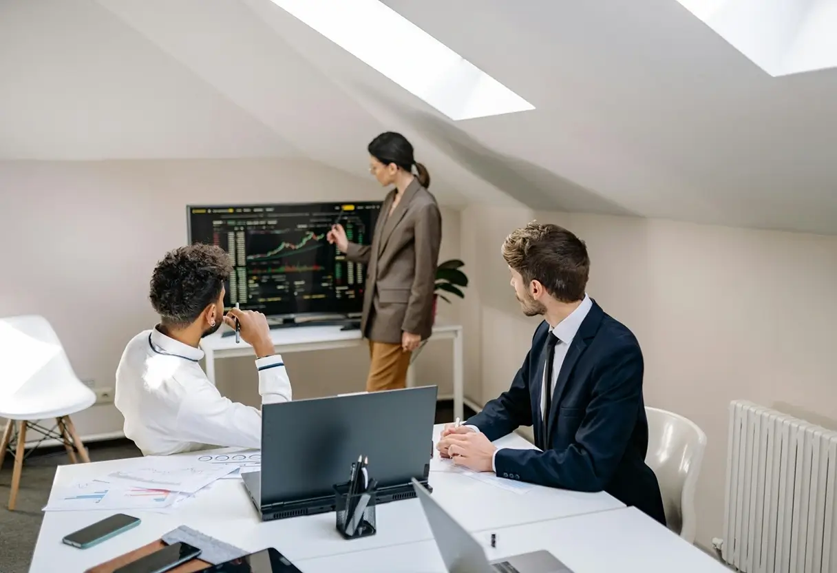image of a person giving a presentation (for an ai saas company)