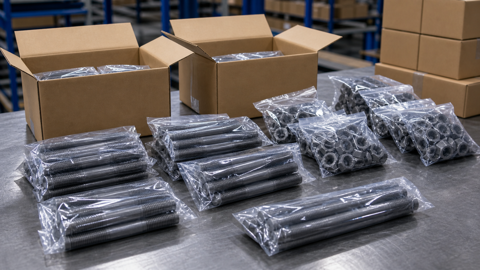 Plastic bag inner packing for ASTM stud bolts and nuts