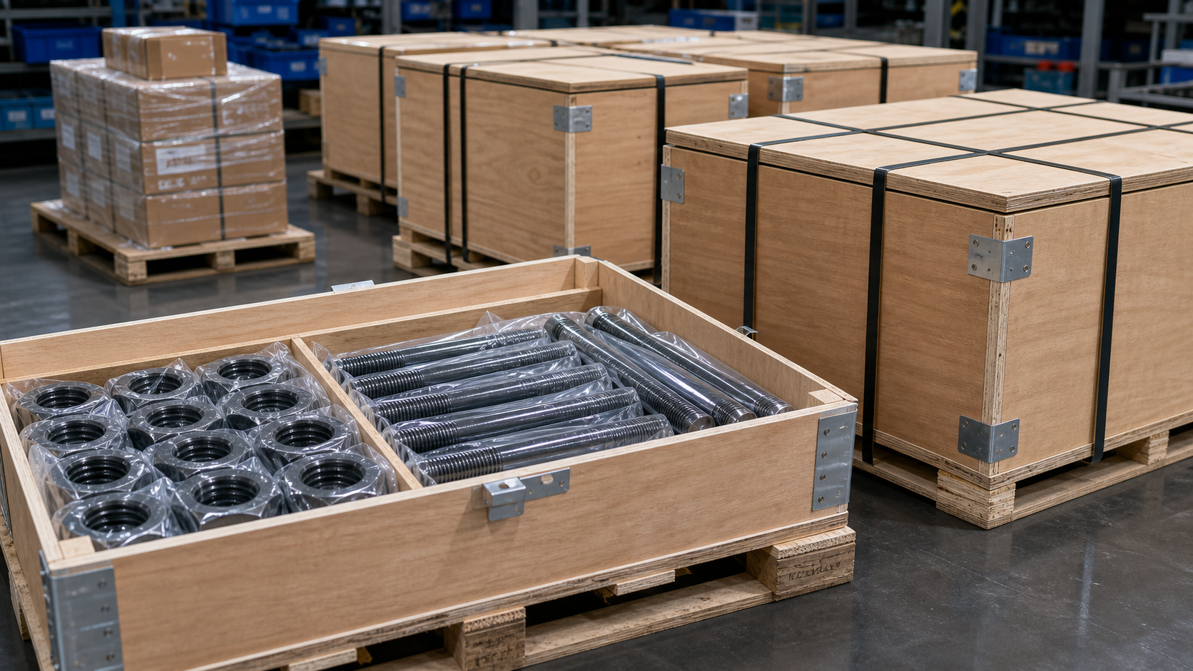 Plywood box export packing for ASTM stud bolts