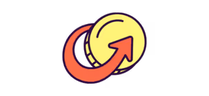 Arrow curving upward around a circle, symbolizing progress or growth.