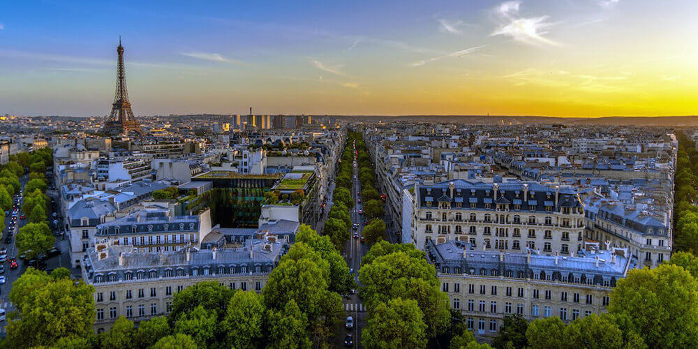 Rooftops of Paris and Eiffel tower