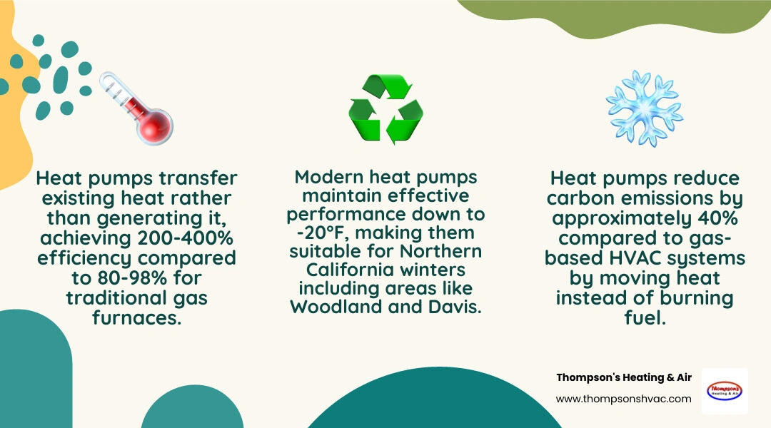 Infographic comparing heat pump heat transfer efficiency versus heat generation in traditional HVAC systems infographic Infographic comparing heat pump heat transfer efficiency versus heat generation in traditional HVAC systems infographic