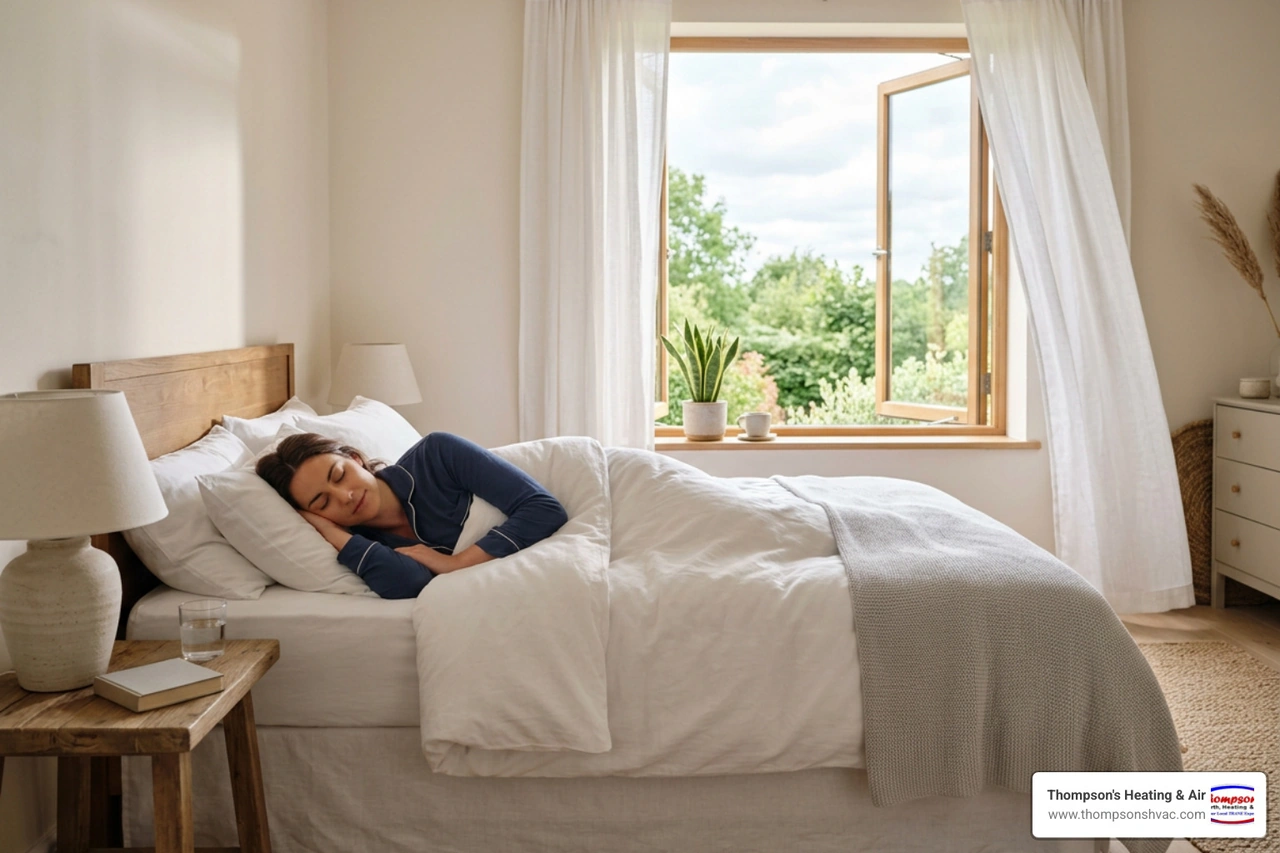 person sleeping peacefully in a well-ventilated bedroom person sleeping peacefully in a well-ventilated bedroom