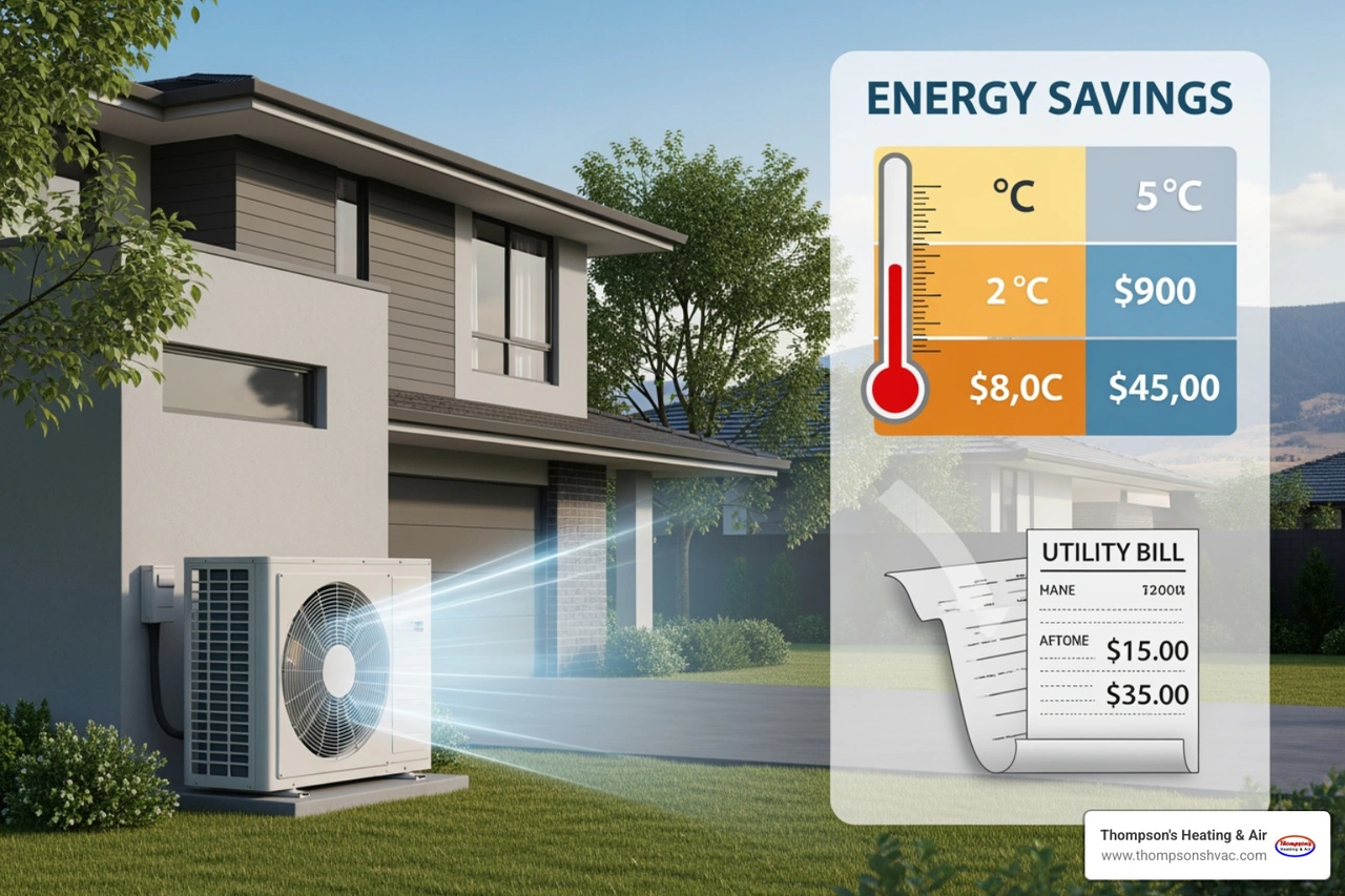Infographic comparing high SEER vs standard SEER ratings for hot dry valley homes with savings data Infographic comparing high SEER vs standard SEER ratings for hot dry valley homes with savings data