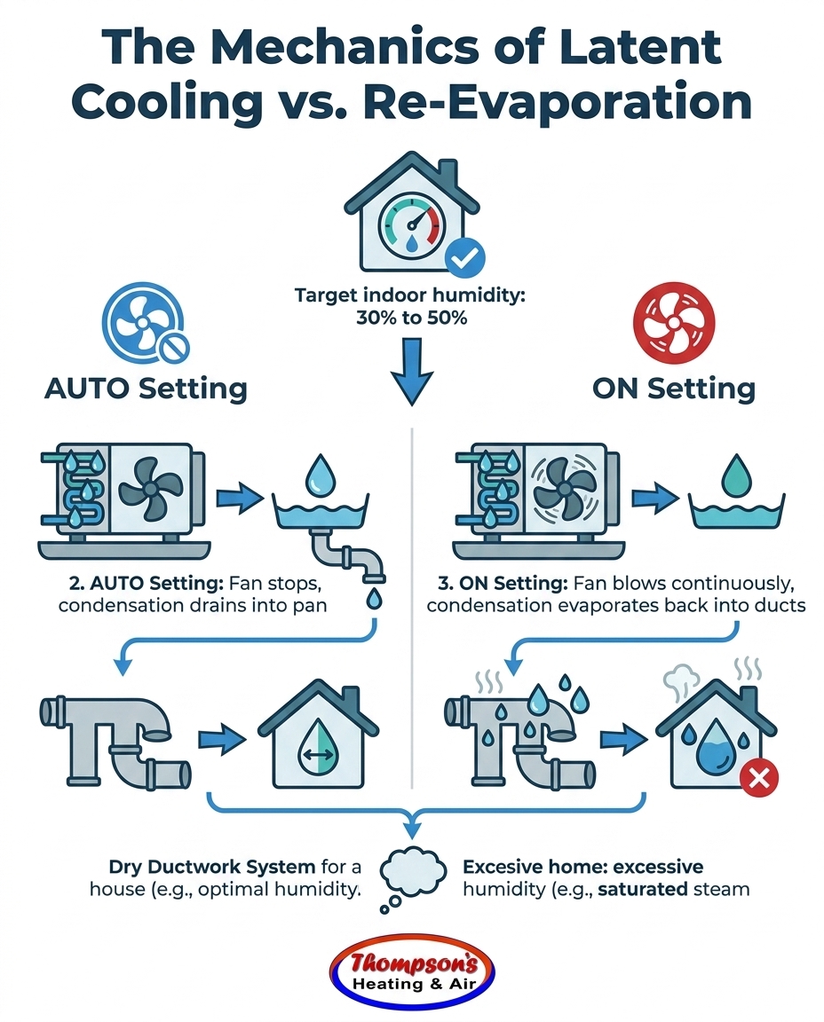 The Mechanics of Latent Cooling vs. Re-Evaporation