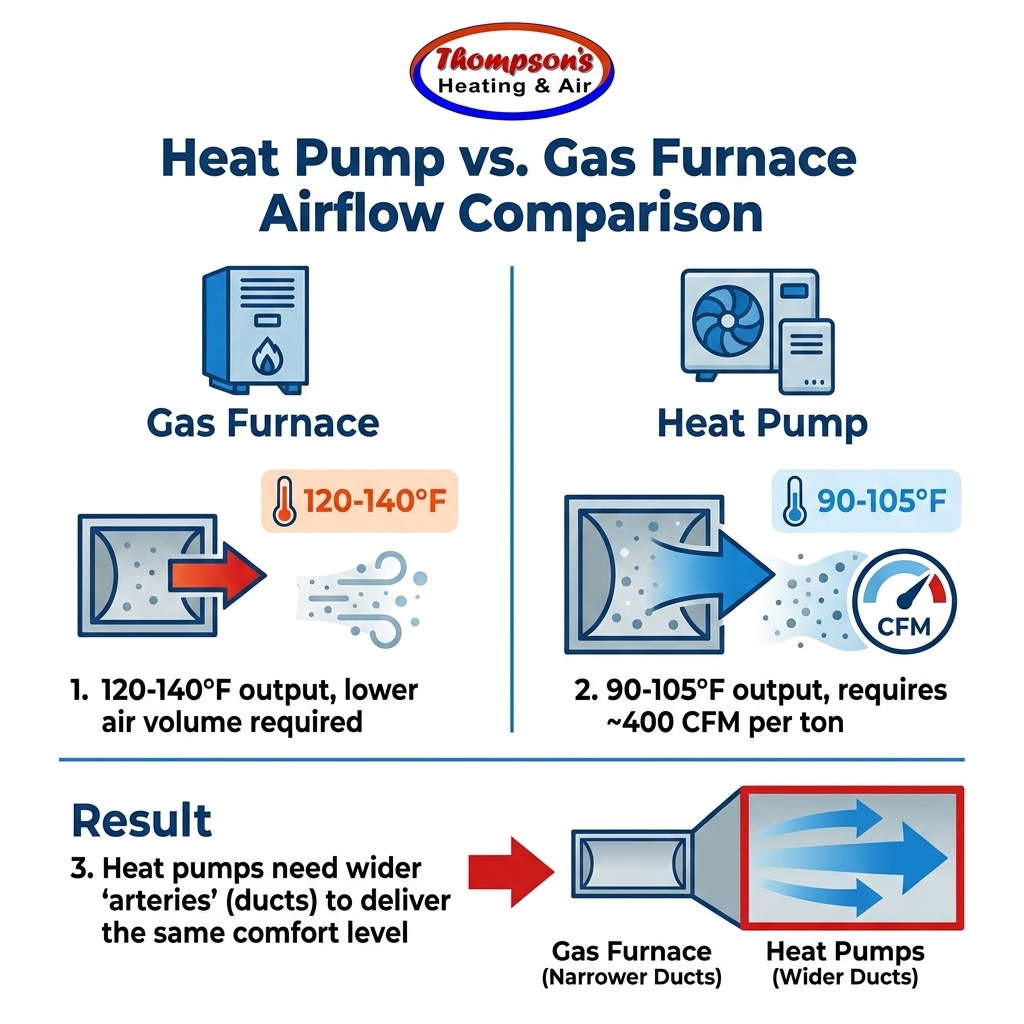 Heat Pump vs. Gas Furnace Airflow Comparison