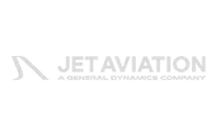 A black and white photo of the logo of a jet airliner.