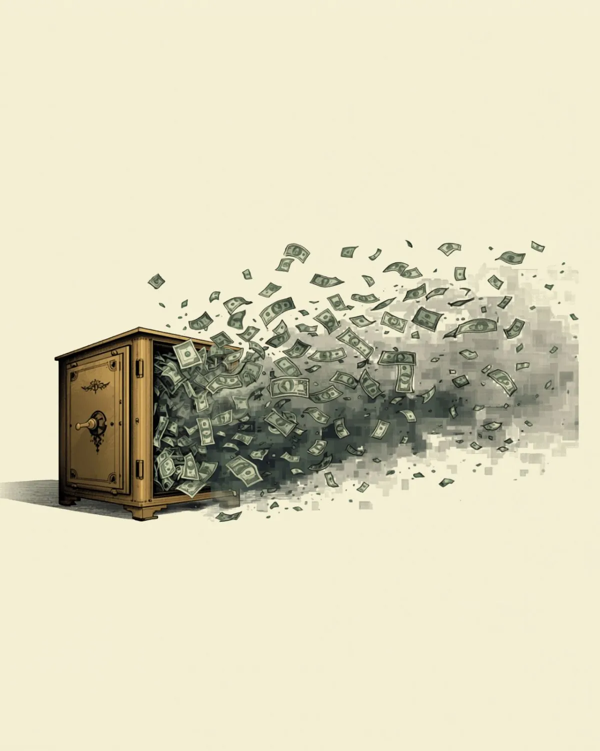 Opulent Safe with Cash Floating Away Thumbnail (LinkedIn Carousel)