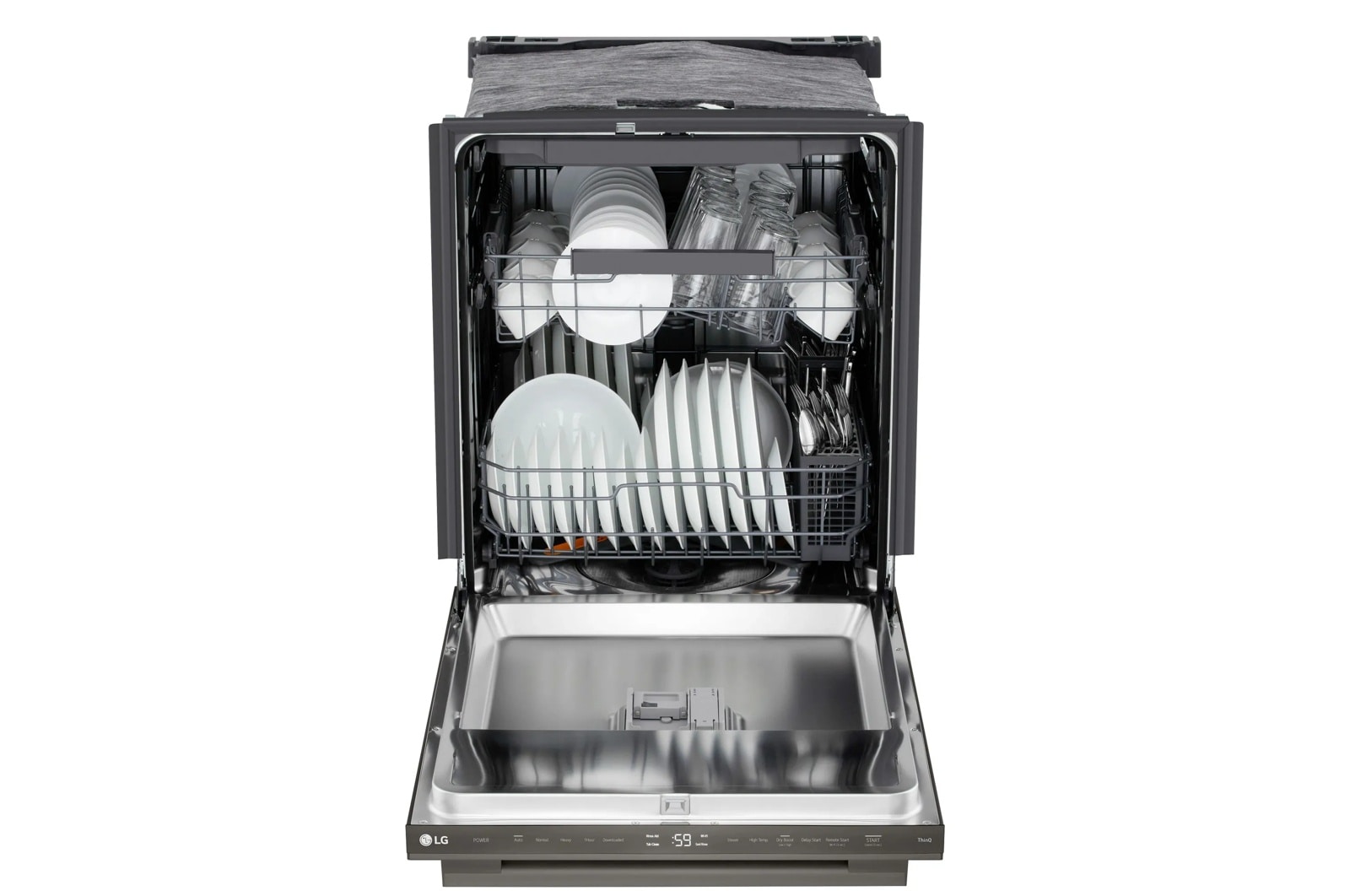 LG LDNTM545D 23.75" Top Control Dishwasher PrintProof Black Stainless Steel - door open