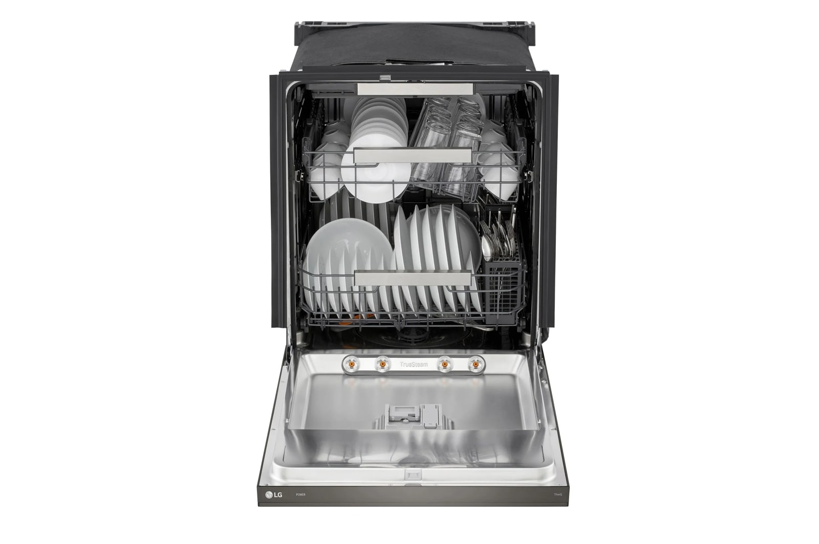 LG LDNPH753D 23.75" Top Control Dishwasher PrintProof Black Stainless Steel - door open