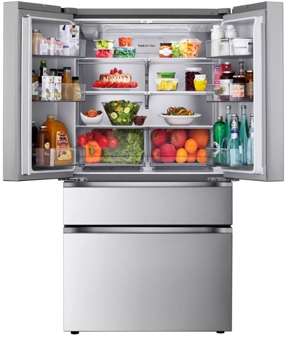 LG LF26C8210S 35.75" 4-Door French Door Refrigerator 25.5 Cu. Ft. PrintProof Stainless Steel - door open