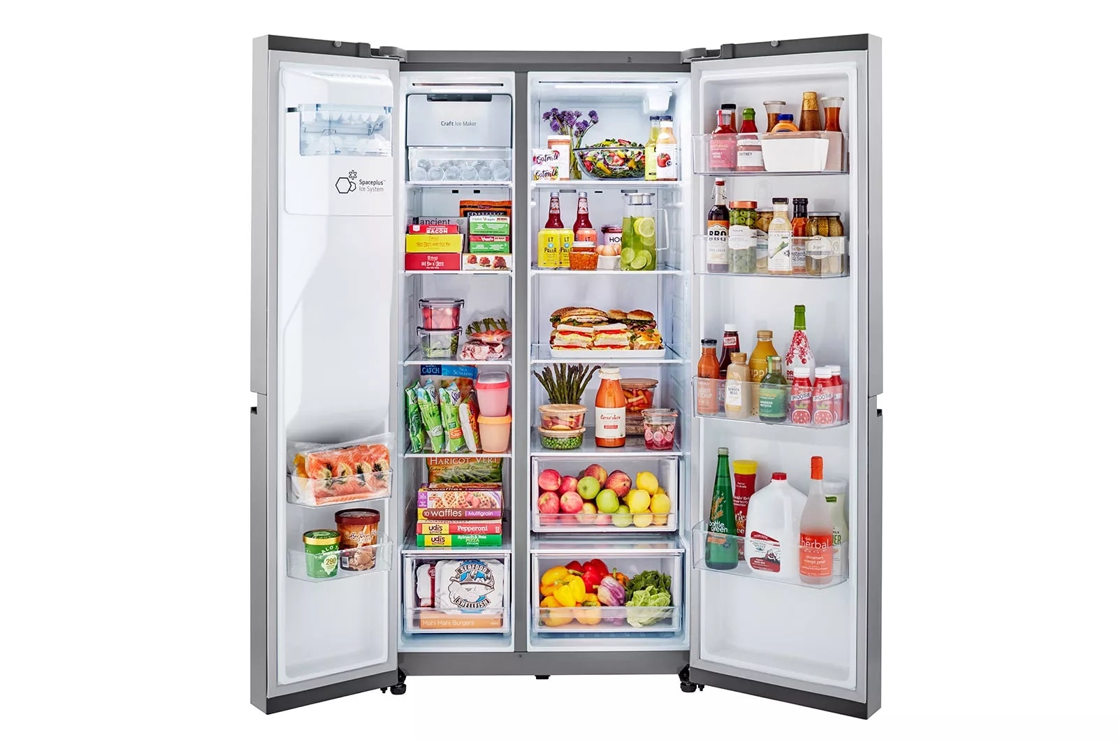 LG 27 cu. ft. Side-by-Side Refrigerator with Craft Ice™ - door open
