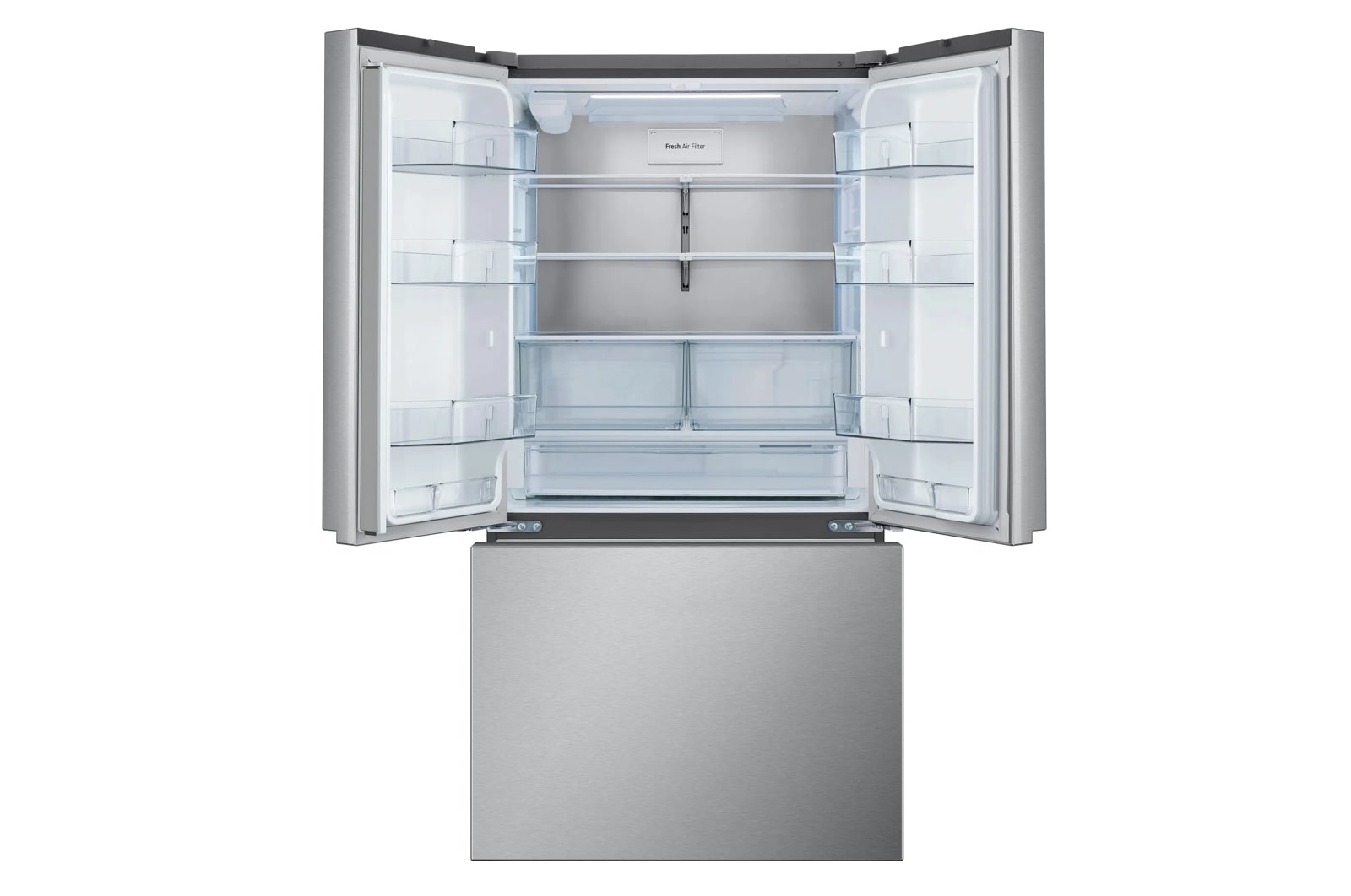 LG LRFLC2716S 35.75" French Door Refrigerator 26.5 Cu. Ft. PrintProof Stainless Steel - door open