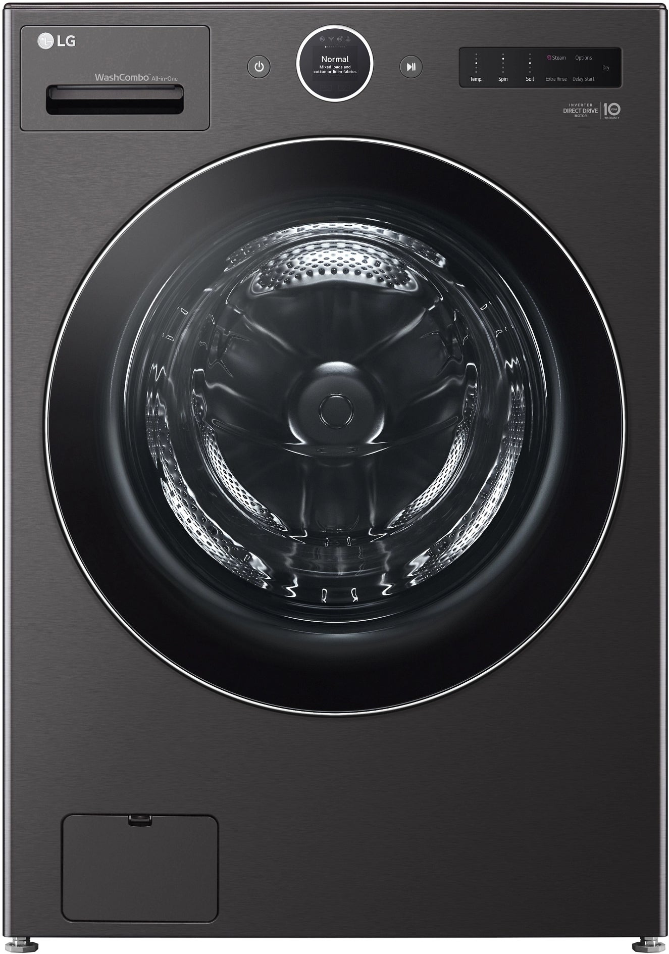 LG WM6998HBA 27" Washer Dryer Combo 5 Cu. Ft. Black Steel