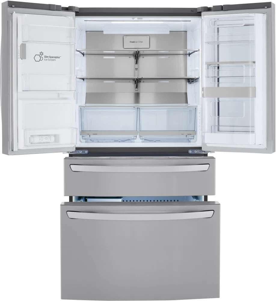 LG 30 cu. ft. Smart French Door Refrigerator with Craft Ice and Full-Convert Drawer - door open