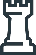 Black rook chess piece icon on white background.