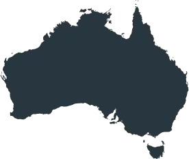 Silhouette map outline of Australia.