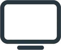 Outline icon of a computer monitor with a power button symbol on the screen.