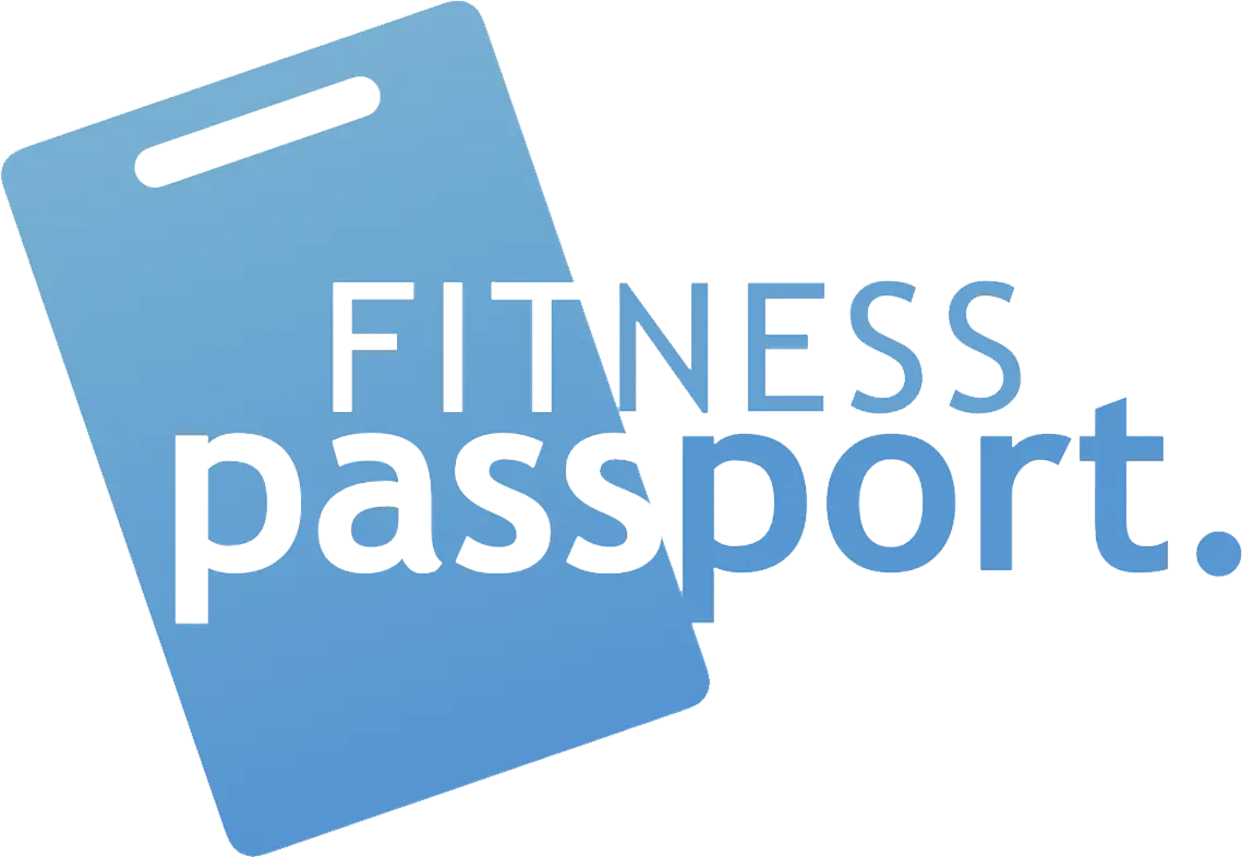 Blue icon resembling a fitness card with the text 'FITNESS passport.'
