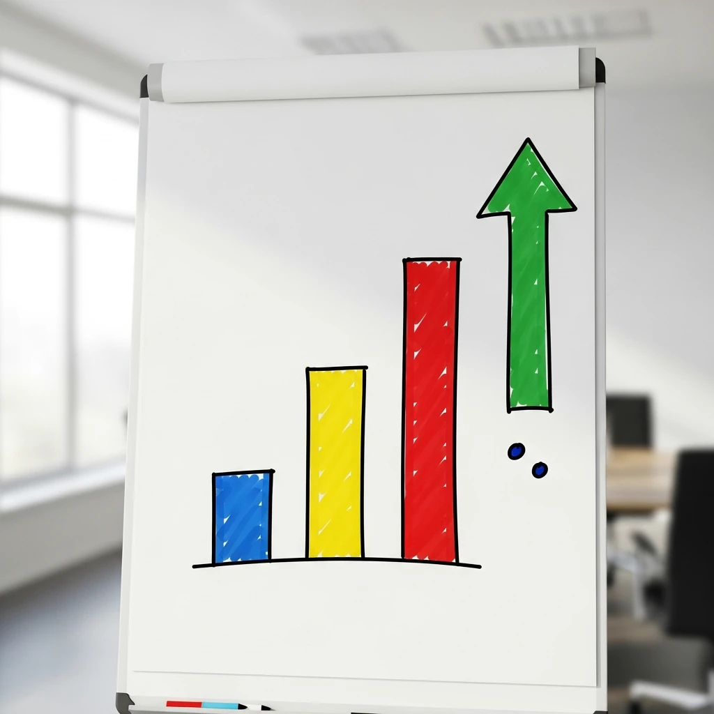 Schema de priorisation au tableau blanc avec des barres de hauteurs differentes pour classer les chantiers CRO par ROI