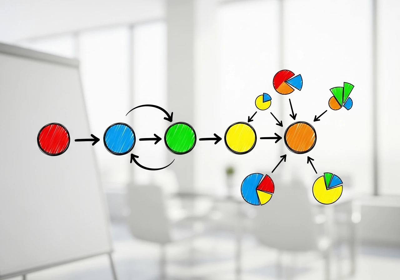 Schema des modeles d'attribution repartissant le credit d'une vente entre les canaux du parcours d'achat