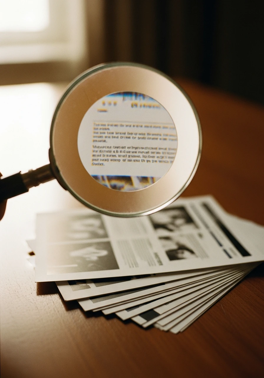 Loupe sur des pages web imprimees illustrant l'indexation et la visibilite des pages dans Google