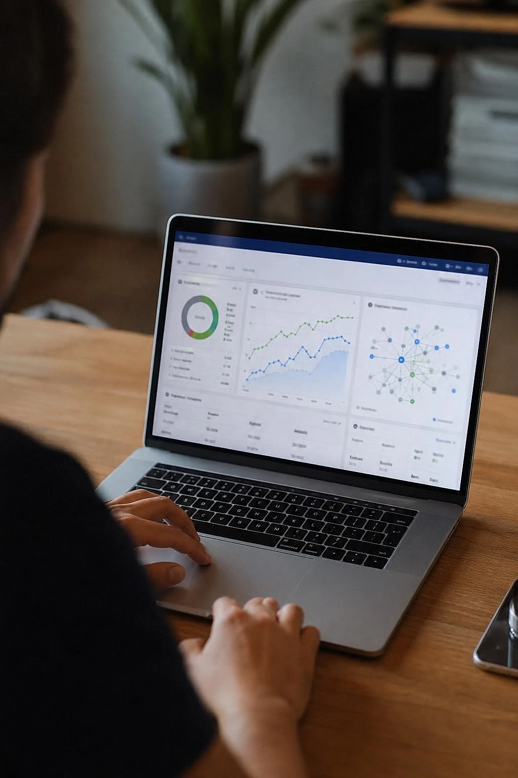 Tableau de bord montrant santé technique, positions sémantiques et réseau de liens d'un audit SEO