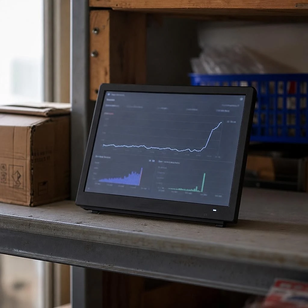 Analytics screen showing an inflated sessions curve in a back room