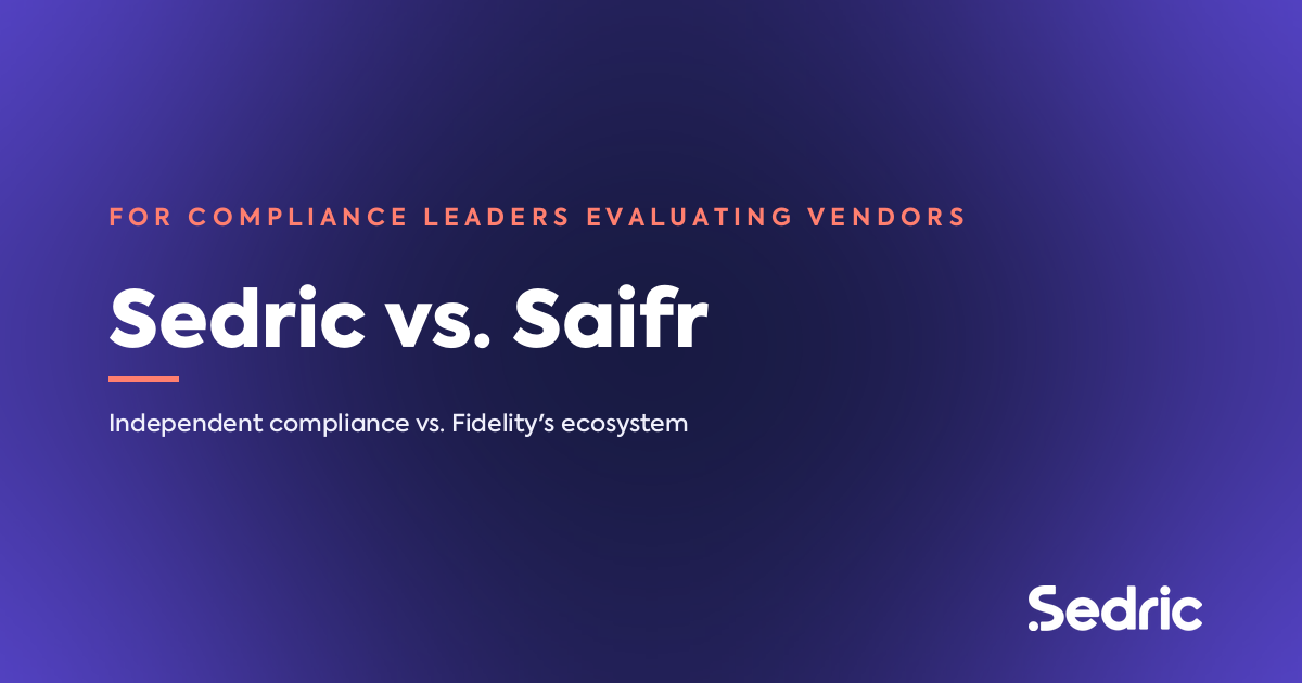 Sedric vs. Saifr — 2026 comparison for compliance leaders in financial services