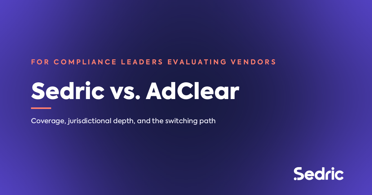 Sedric vs. AdClear — 2026 comparison for compliance leaders in financial services