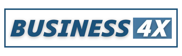 Business 4X logo with the word BUSINESS in dark blue and 4X in white on a blue background.