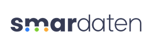 Logo text reading 'smardaten' with three colorful dots (blue, green, yellow) forming the letter 'm'.