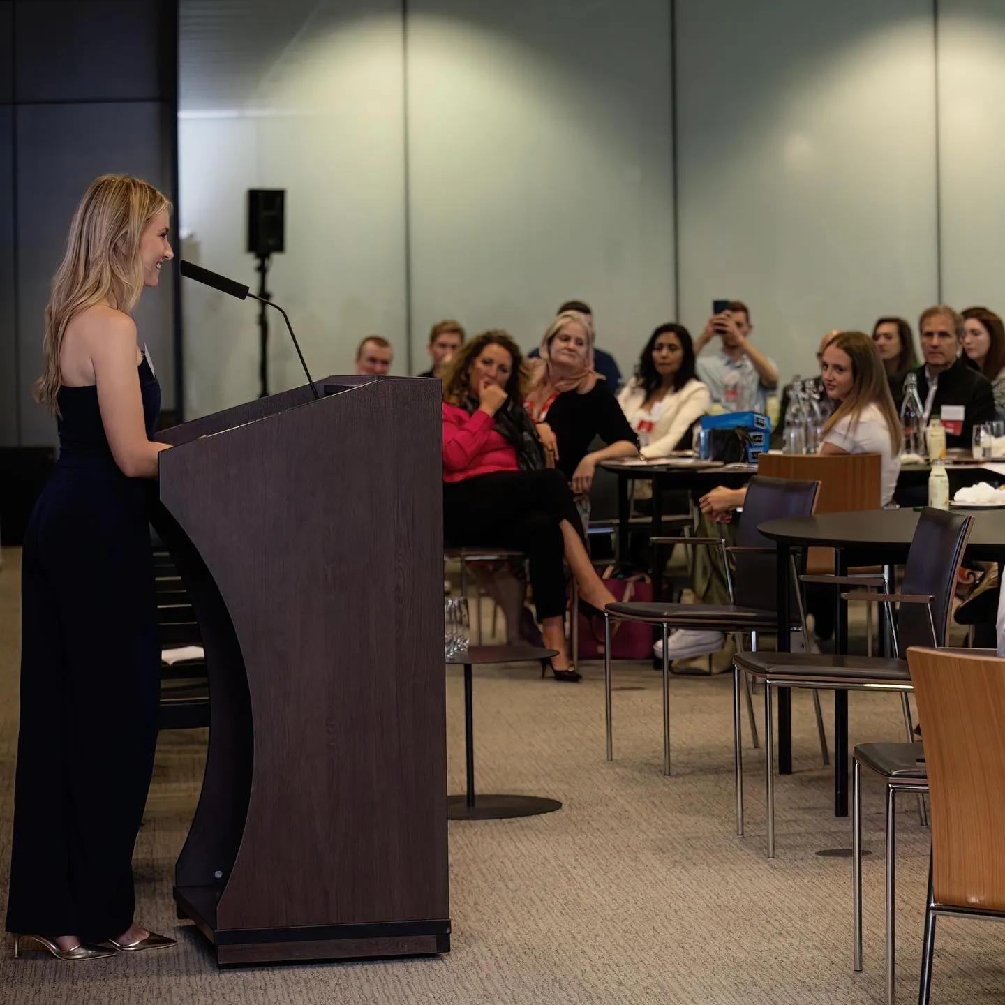 Amy Thompson giving a talk at MS Together event