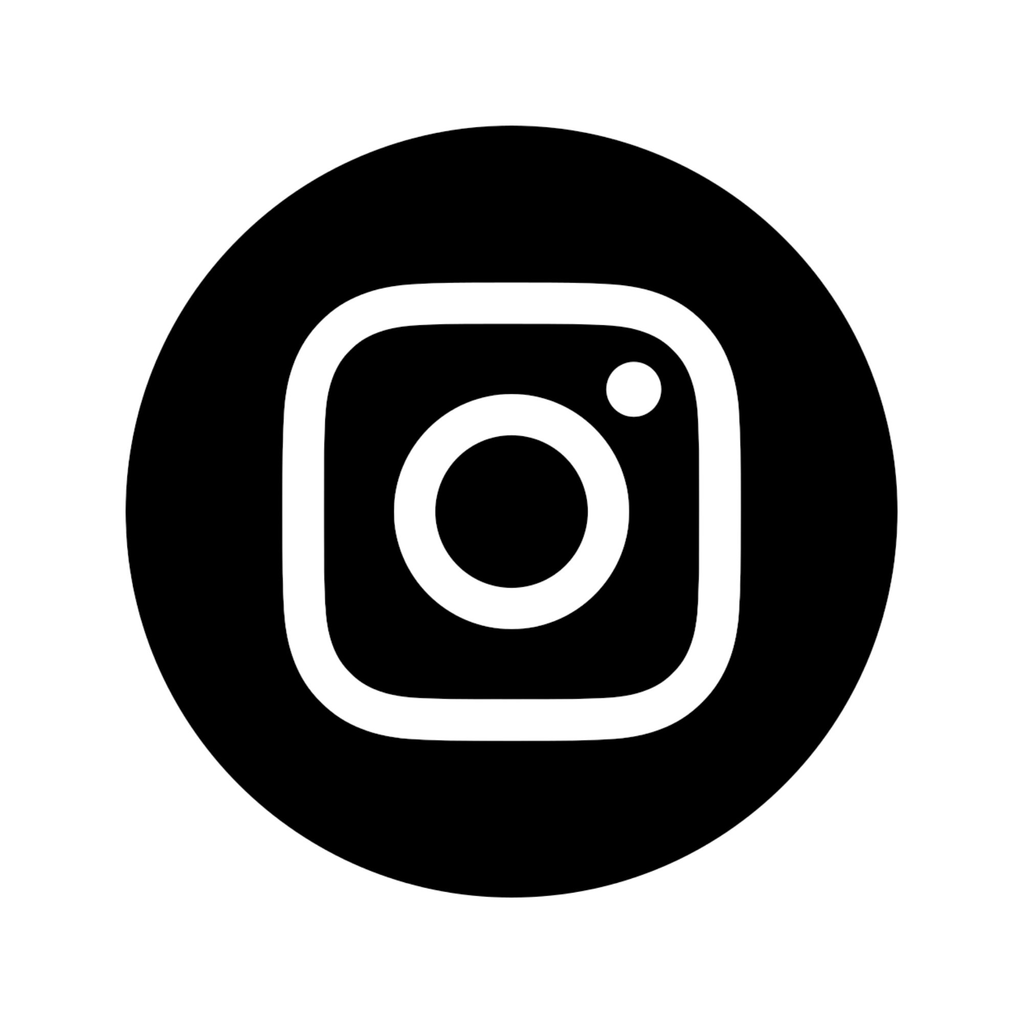 Instagram social media app icon in black on a white circular background.