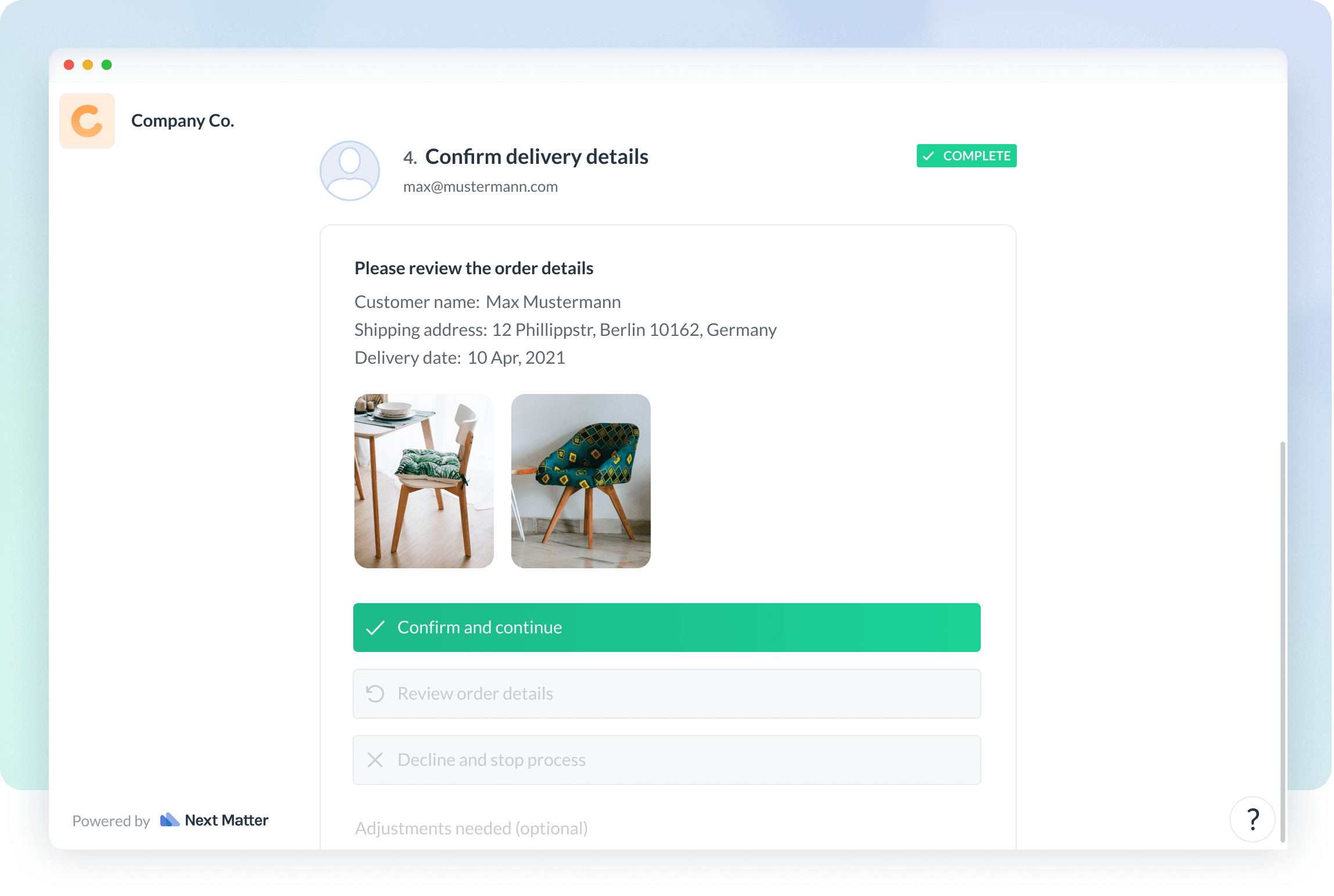 Example of connected operations with Next Matter