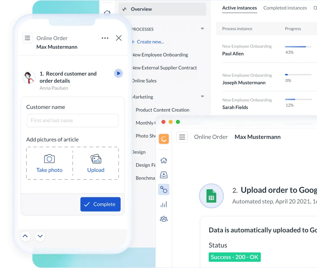 Example screenshots of Next Matter along with mobile version