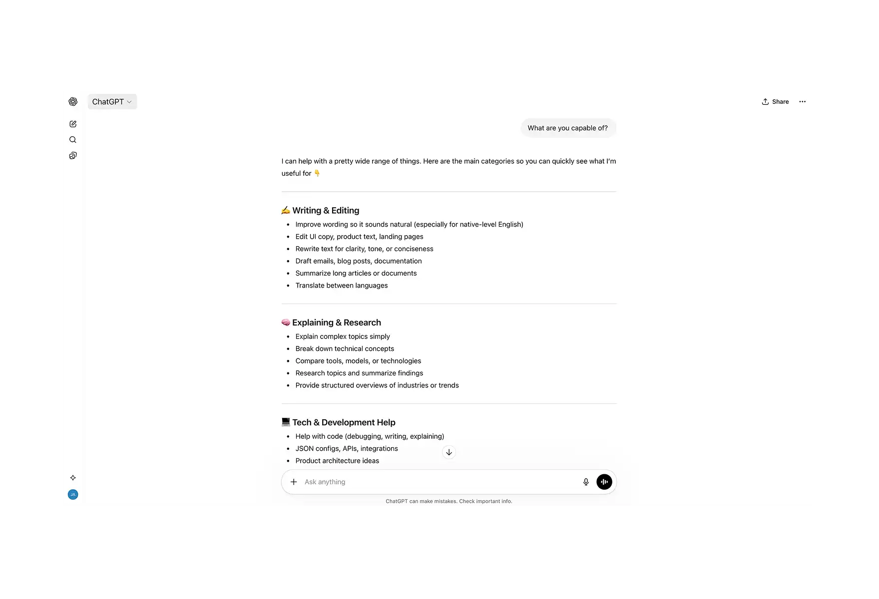 ChatGPT chat — an example of an AI Chatbot