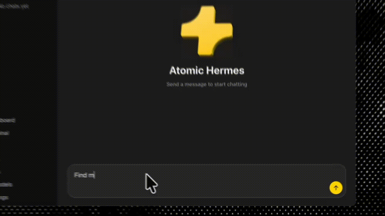 GIF with task-running Hermes Agent on Atomic Bot 